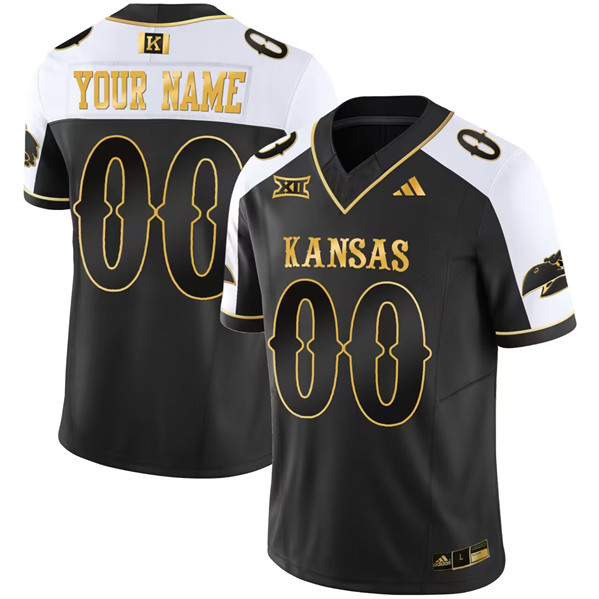 Men's Kansas Jayhawks ACTIVE PLAYER Custom Black/Gold 2023 F.U.S.E. Vapor Limited Stitched Jersey